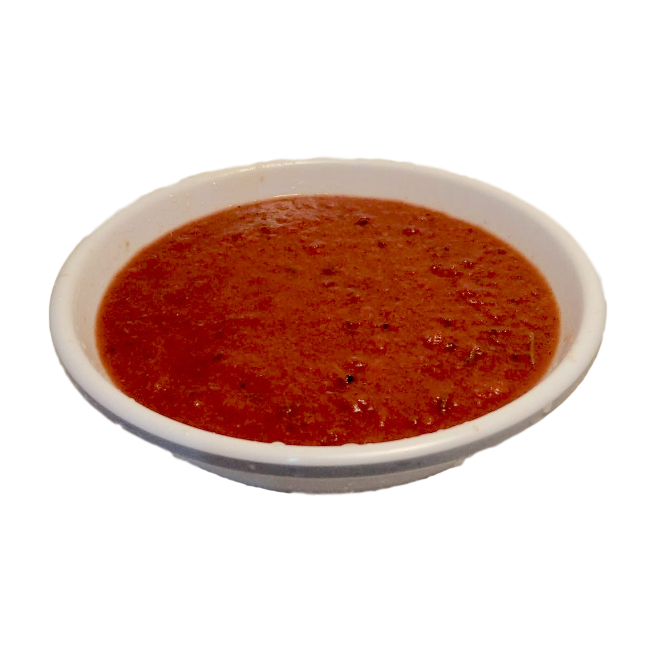 Savoury roasted tomato basil soup pureed with Kalamata olives.