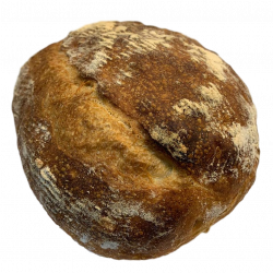 Made with sourdough starter (culture made from flour and water), sugar, salt, and warm water to make a mild sourdough with moist insides and chewy crust.